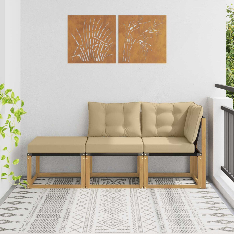 vidaXL Sectie Sofa Eenheden met kussen 3 Stuk Wit vidaXL Sectie Sofa Eenheden met kussen 3 Stuk Wit afbeelding 1