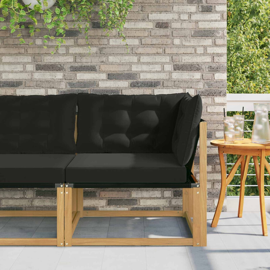 vidaXL Buiten Hoek Sofa Massief Acaciahout en Textilene Wit vidaXL Buiten Hoek Sofa Massief Acaciahout en Textilene Wit afbeelding 1