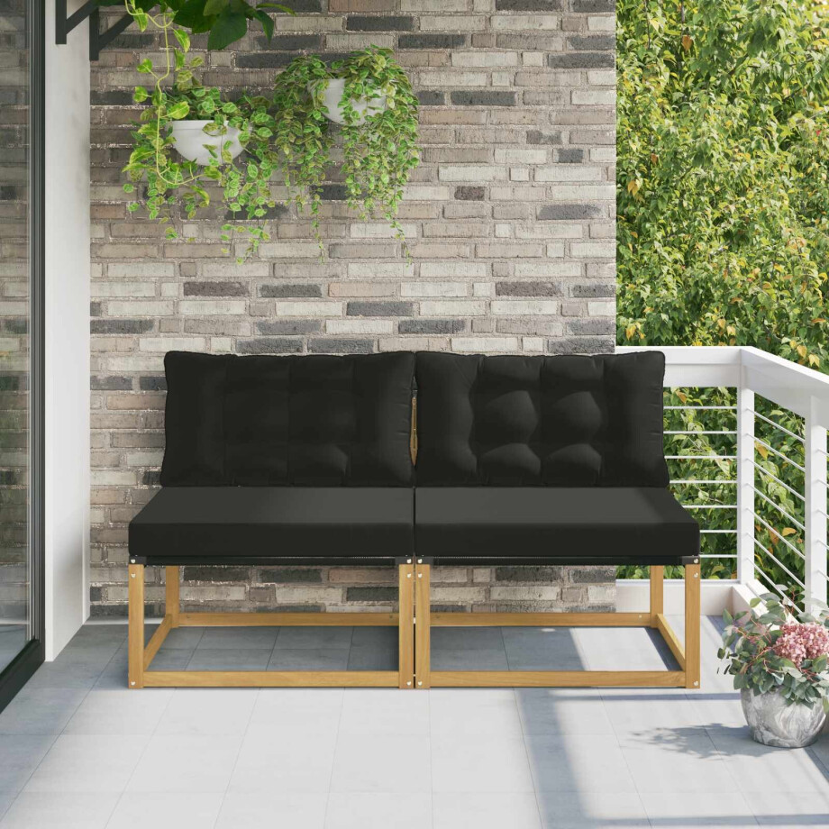 vidaXL Buiten Midden Sofa Massief Acaciahout en Textilene Wit afbeelding 1
