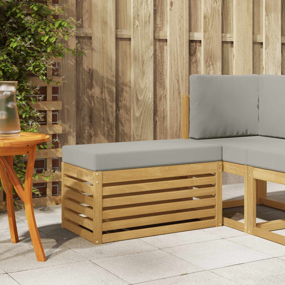 vidaXL Buitenstoolbank Wit 80 x 43 x 45 cm Massief Acaciahout afbeelding 1