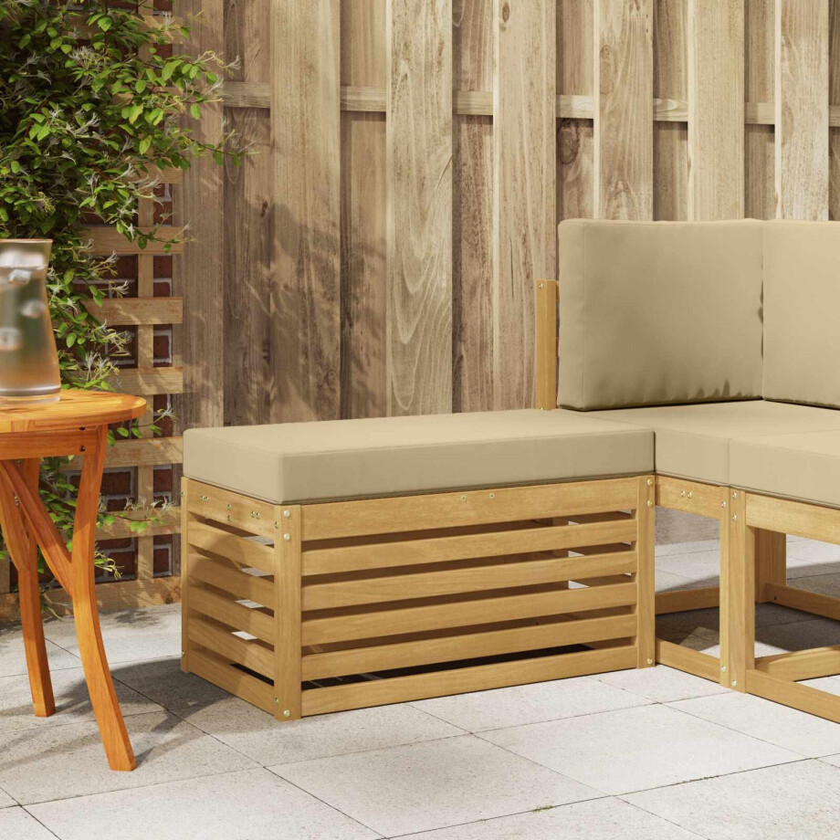vidaXL Buitenstoolbank Wit 80 x 43 x 45 cm Massief Acaciahout afbeelding 1