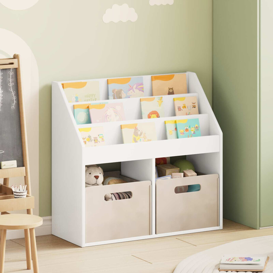 vidaXL Kinderen Boekenkast Wit 72,5 x 29,5 x 69 cm Bewerkt hout afbeelding 1