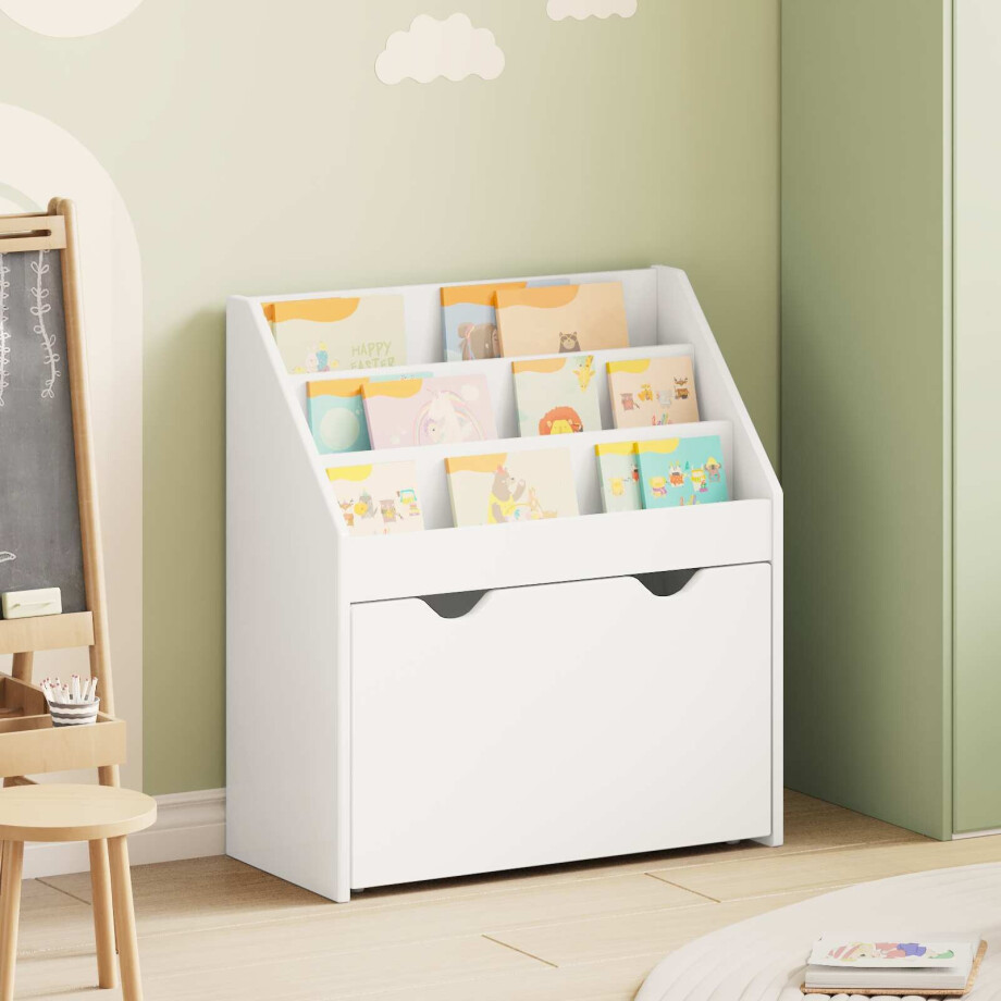 vidaXL Kinderen Boekenkast met lade Wit 60 x 29,5 x 69 cm Bewerkt hout afbeelding 1