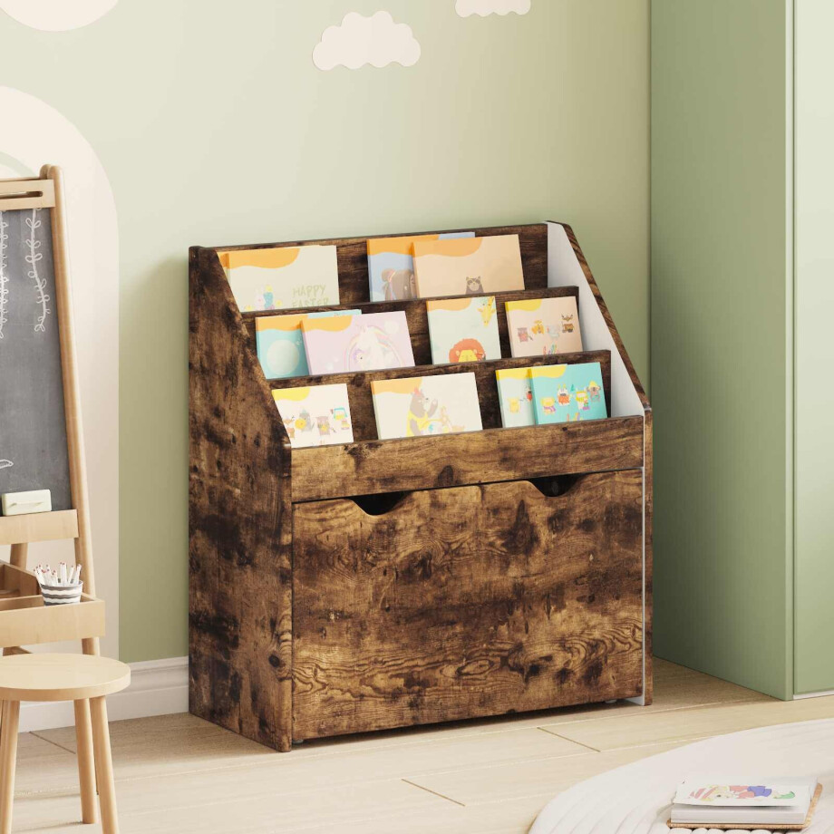vidaXL Kinderen Boekenkast met lade Gerookt eiken 60 x 29,5 x 69 cm vidaXL Kinderen Boekenkast met lade Gerookt eiken 60 x 29,5 x 69 cm afbeelding 1