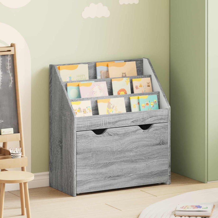 vidaXL Kinderen Boekenkast Grijs Sonoma 60 x 29,5 x 69 cm Bewerkt hout afbeelding 1