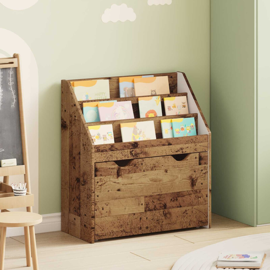 vidaXL Kinderen Boekenkast Oudhout 60 x 29,5 x 69 cm Bewerkt hout afbeelding 1