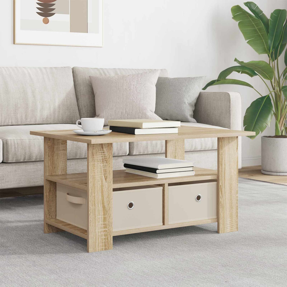 vidaXL Salontafel met lade Sonoma Eiken 77 x 55 x 42 cm Bewerkt hout afbeelding 1