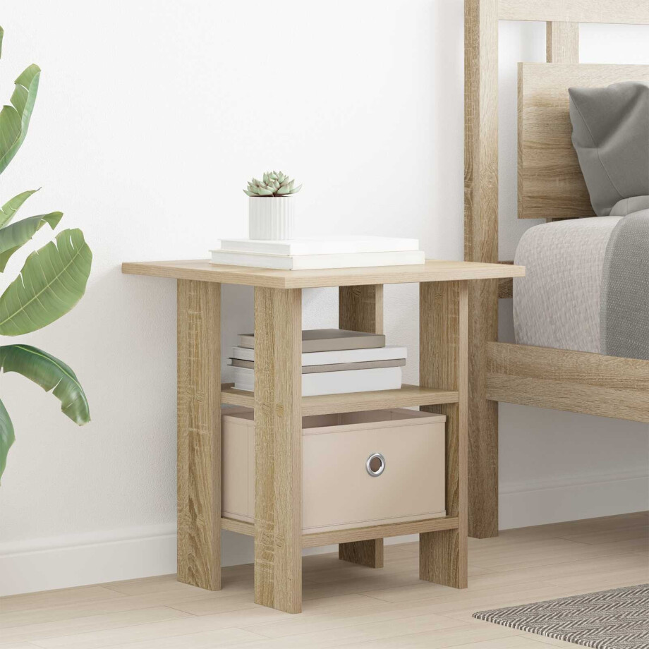 vidaXL Nachtkastje met lade Sonoma Eiken 41 x 40 x 45 cm Bewerkt hout afbeelding 1