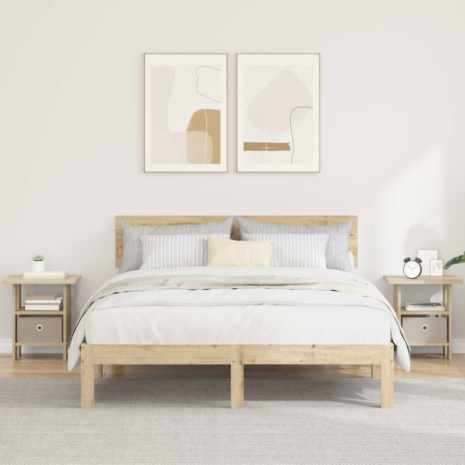 vidaXL Nachtkastje 2 pcs Sonoma Eiken 41 x 40 x 45 cm Bewerkt hout vidaXL Nachtkastje 2 pcs Sonoma Eiken 41 x 40 x 45 cm Bewerkt hout afbeelding 1