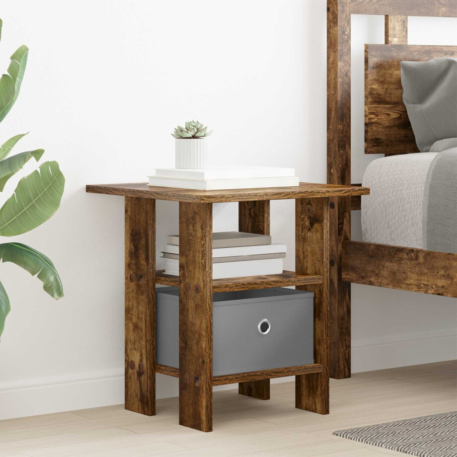 vidaXL Nachtkastje met lade Gerookt eiken 41 x 40 x 45 cm Bewerkt hout vidaXL Nachtkastje met lade Gerookt eiken 41 x 40 x 45 cm Bewerkt hout afbeelding 1