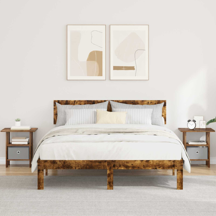 vidaXL Nachtkastje 2 pcs Gerookt eiken 41 x 40 x 45 cm Bewerkt hout vidaXL Nachtkastje 2 pcs Gerookt eiken 41 x 40 x 45 cm Bewerkt hout afbeelding 1