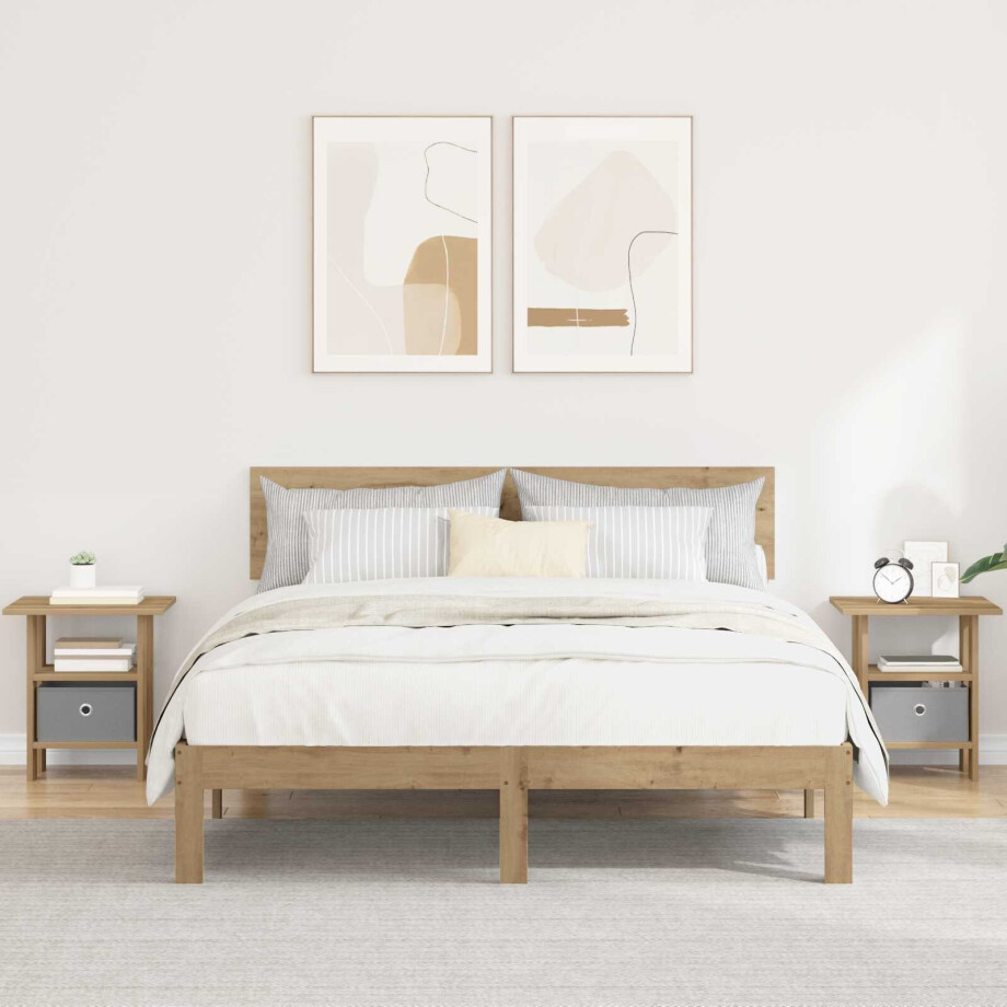 vidaXL Nachtkastje 2 pcs Artisan Eiken 41 x 40 x 45 cm Bewerkt hout afbeelding 1