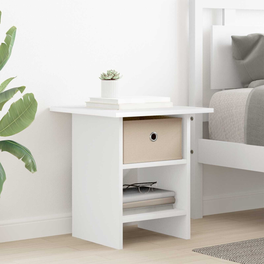 vidaXL Nachtkastje met lade Wit 41 x 40 x 45 cm Bewerkt hout vidaXL Nachtkastje met lade Wit 41 x 40 x 45 cm Bewerkt hout afbeelding 1