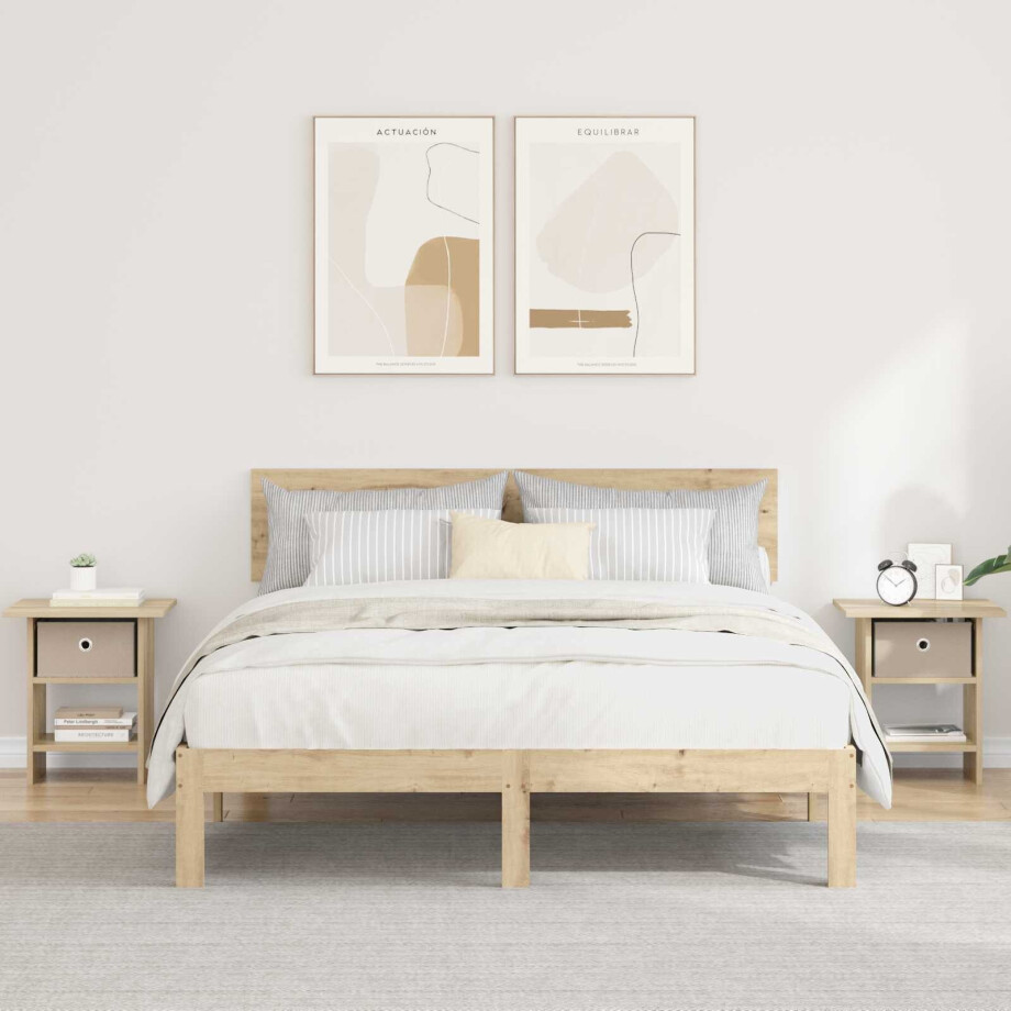 vidaXL Nachtkastje 2 pcs Sonoma Eiken 41 x 40 x 45 cm Bewerkt hout vidaXL Nachtkastje 2 pcs Sonoma Eiken 41 x 40 x 45 cm Bewerkt hout afbeelding 1