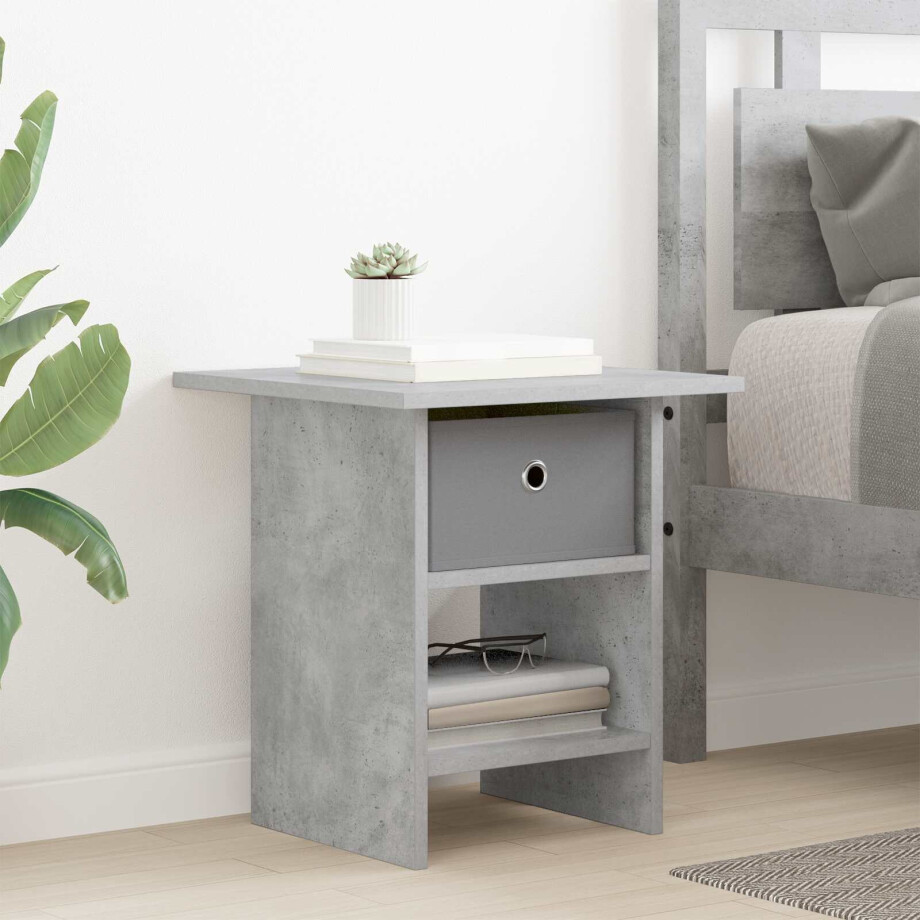 vidaXL Nachtkastje met lade Beton Grijs 41 x 40 x 45 cm Bewerkt hout vidaXL Nachtkastje met lade Beton Grijs 41 x 40 x 45 cm Bewerkt hout afbeelding 1