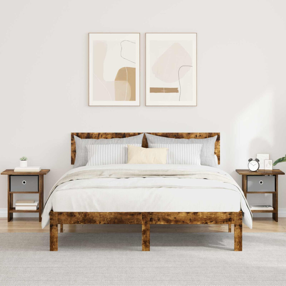 vidaXL Nachtkastje 2 pcs Gerookt eiken 41 x 40 x 45 cm Bewerkt hout vidaXL Nachtkastje 2 pcs Gerookt eiken 41 x 40 x 45 cm Bewerkt hout afbeelding 1