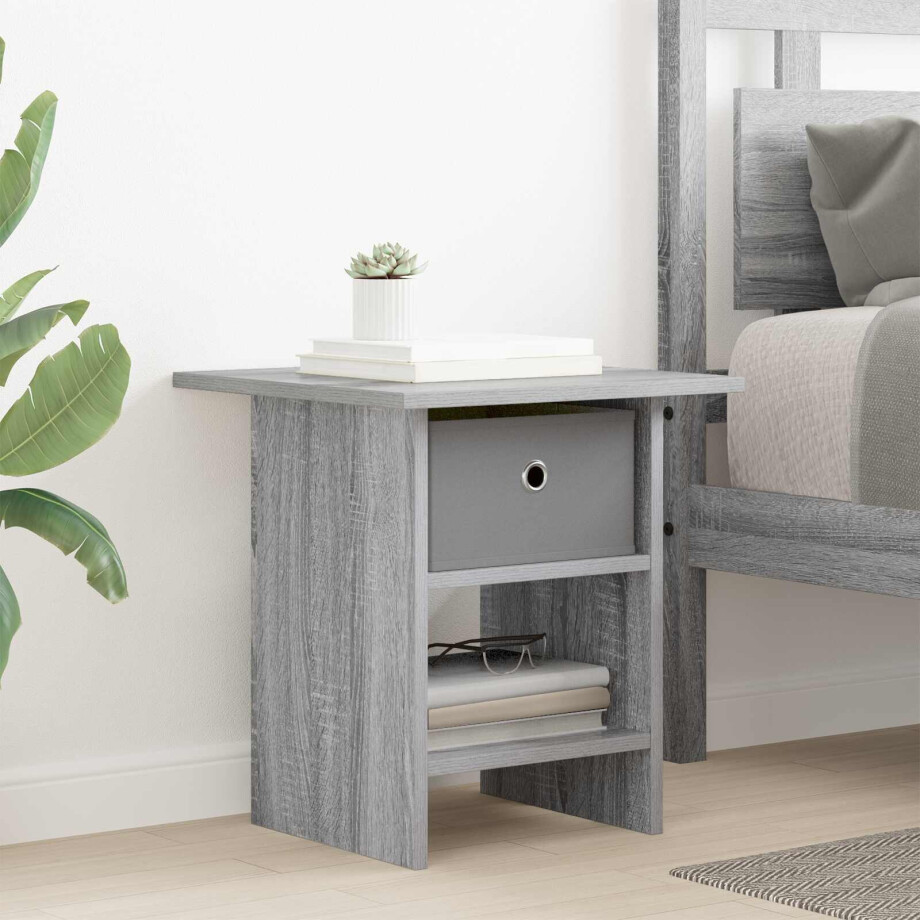 vidaXL Nachtkastje met lade Grijs Sonoma 41 x 40 x 45 cm Bewerkt hout afbeelding 1