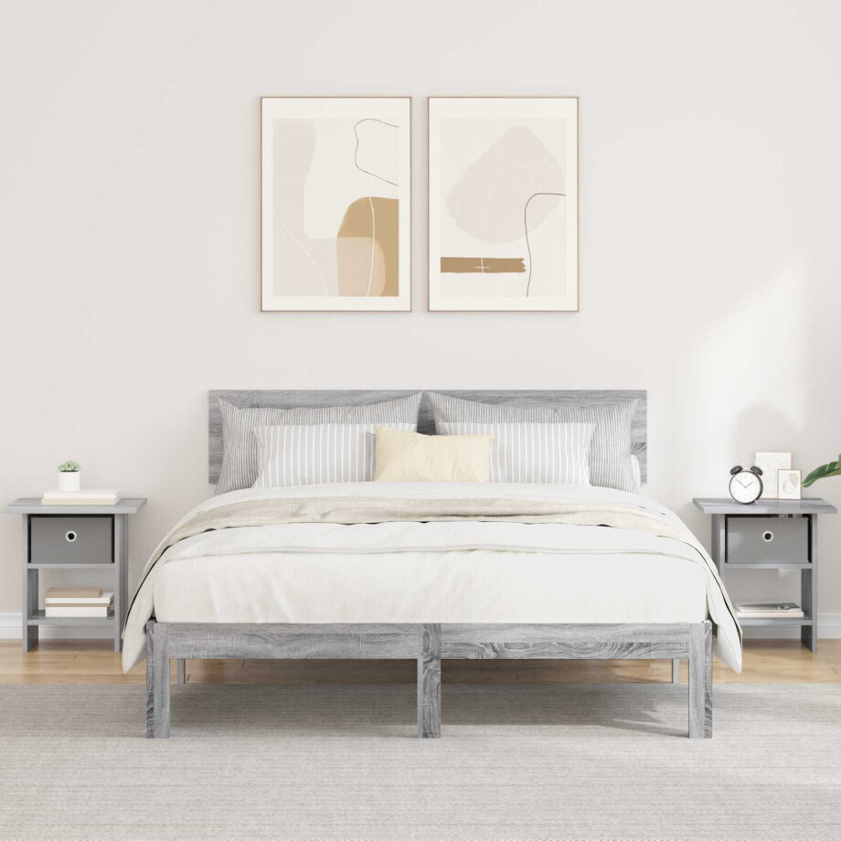vidaXL Nachtkastje 2 pcs Grijs Sonoma 41 x 40 x 45 cm Bewerkt hout vidaXL Nachtkastje 2 pcs Grijs Sonoma 41 x 40 x 45 cm Bewerkt hout afbeelding 1