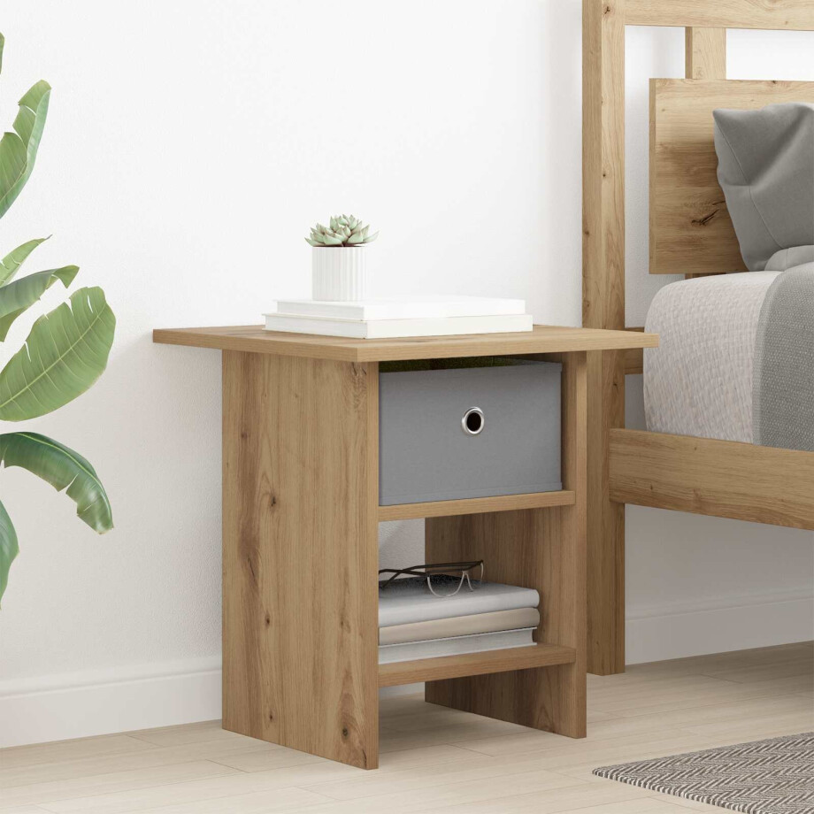 vidaXL Nachtkastje met lade Artisan Eiken 41 x 40 x 45 cm Bewerkt hout afbeelding 1