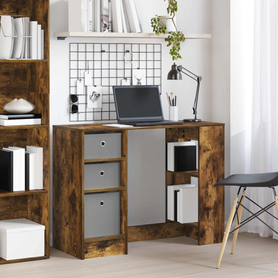 vidaXL Bureau met lade Gerookt eiken 100 x 40 x 75 cm Bewerkt hout vidaXL Bureau met lade Gerookt eiken 100 x 40 x 75 cm Bewerkt hout afbeelding 1