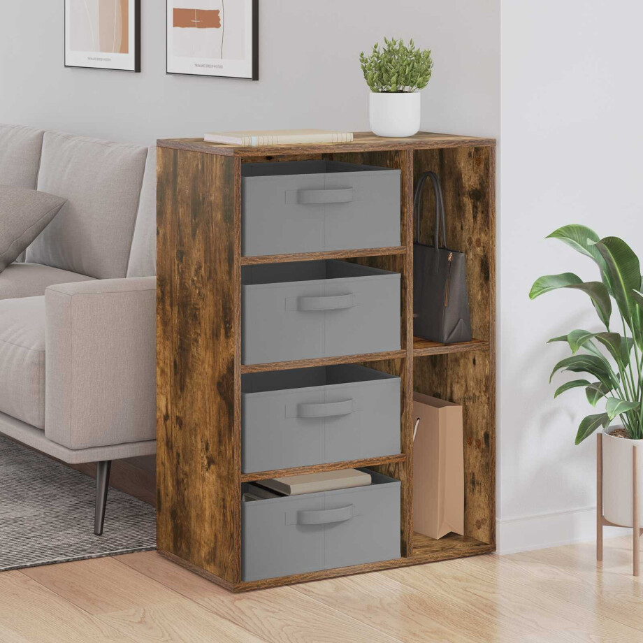 vidaXL Dressoir met lade Gerookt eiken 60 x 33,5 x 84 cm afbeelding 1