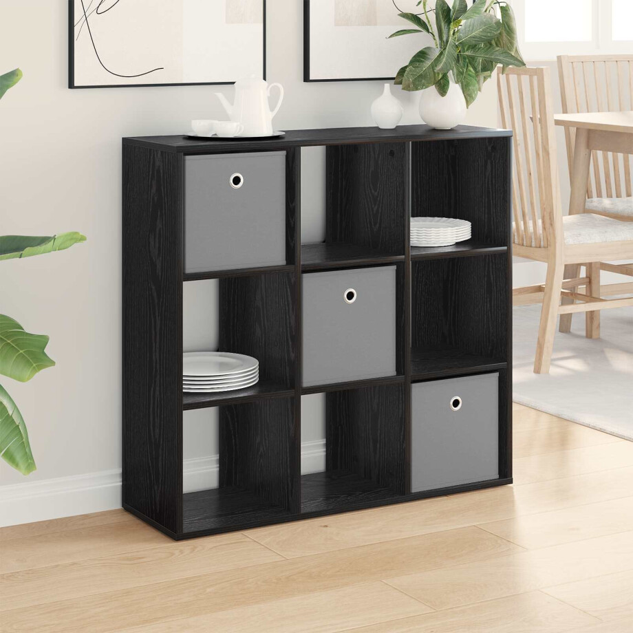 vidaXL Dressoir met lade Zwart Eiken 88,5 x 29 x 84,5 cm vidaXL Dressoir met lade Zwart Eiken 88,5 x 29 x 84,5 cm afbeelding 1