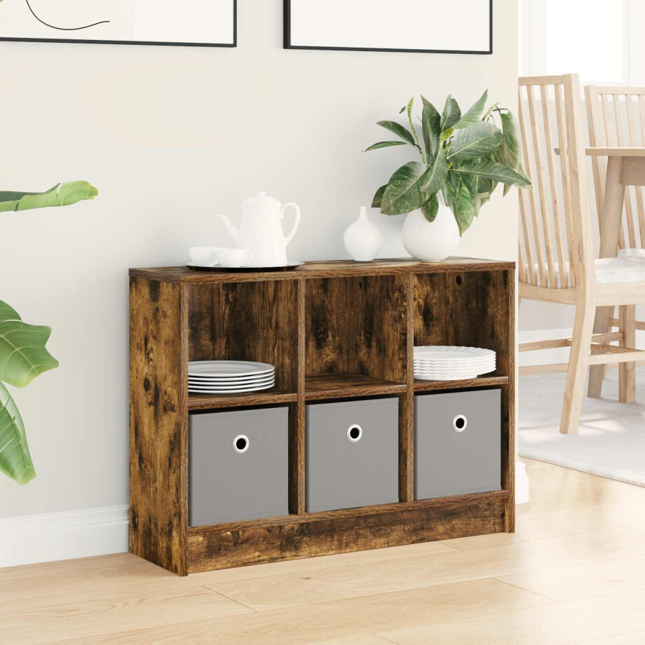 vidaXL Dressoir met lade Gerookt eiken 73,5 x 22,5 x 53,5 cm afbeelding 1