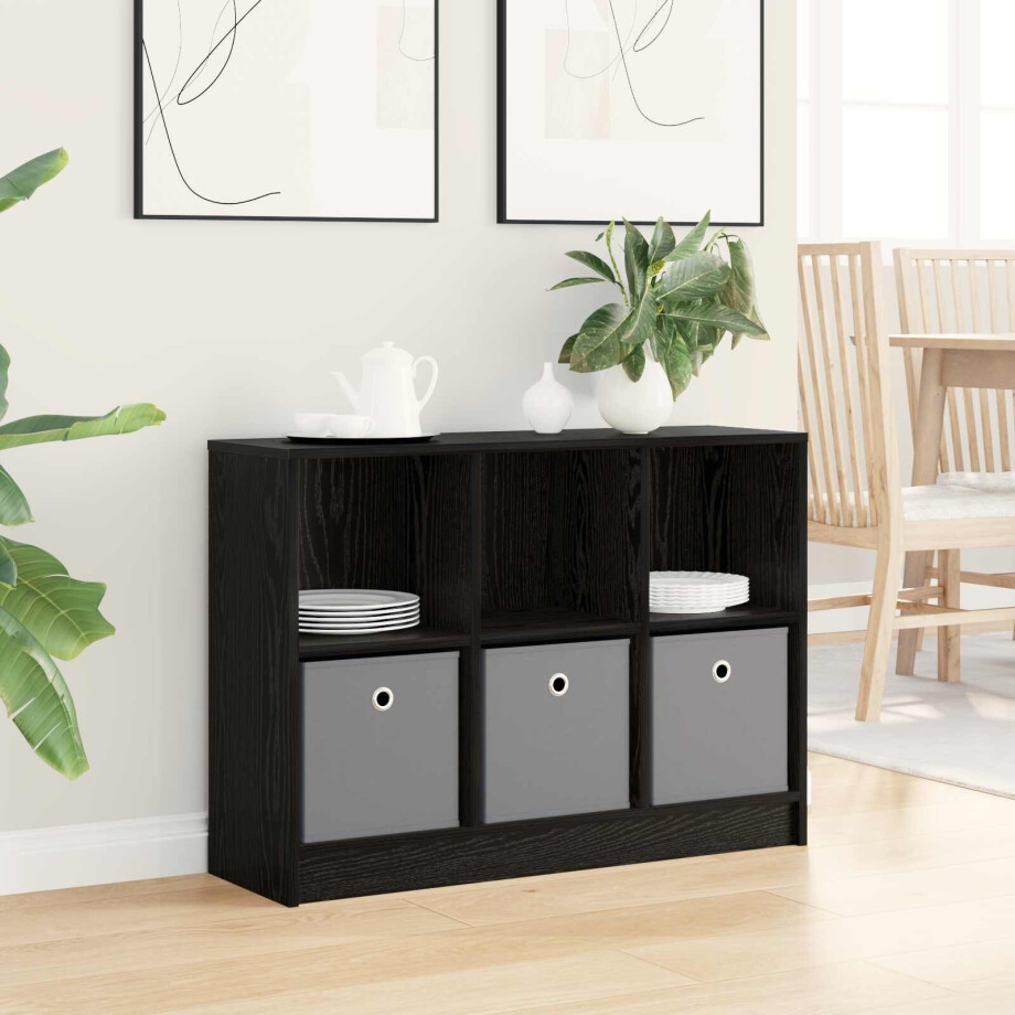 vidaXL Dressoir met lade Zwart Eiken 88,5 x 27,5 x 63,5 cm afbeelding 1