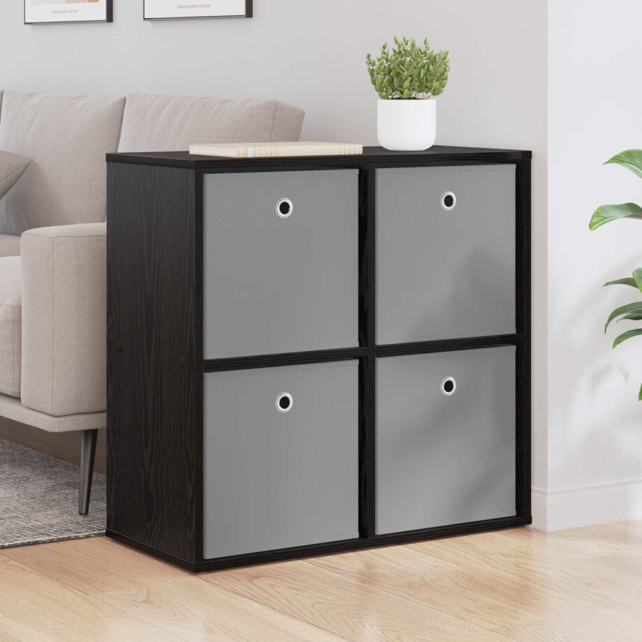 vidaXL Dressoir met lade Zwart Eiken 68,5 x 32 x 67 cm vidaXL Dressoir met lade Zwart Eiken 68,5 x 32 x 67 cm afbeelding 1