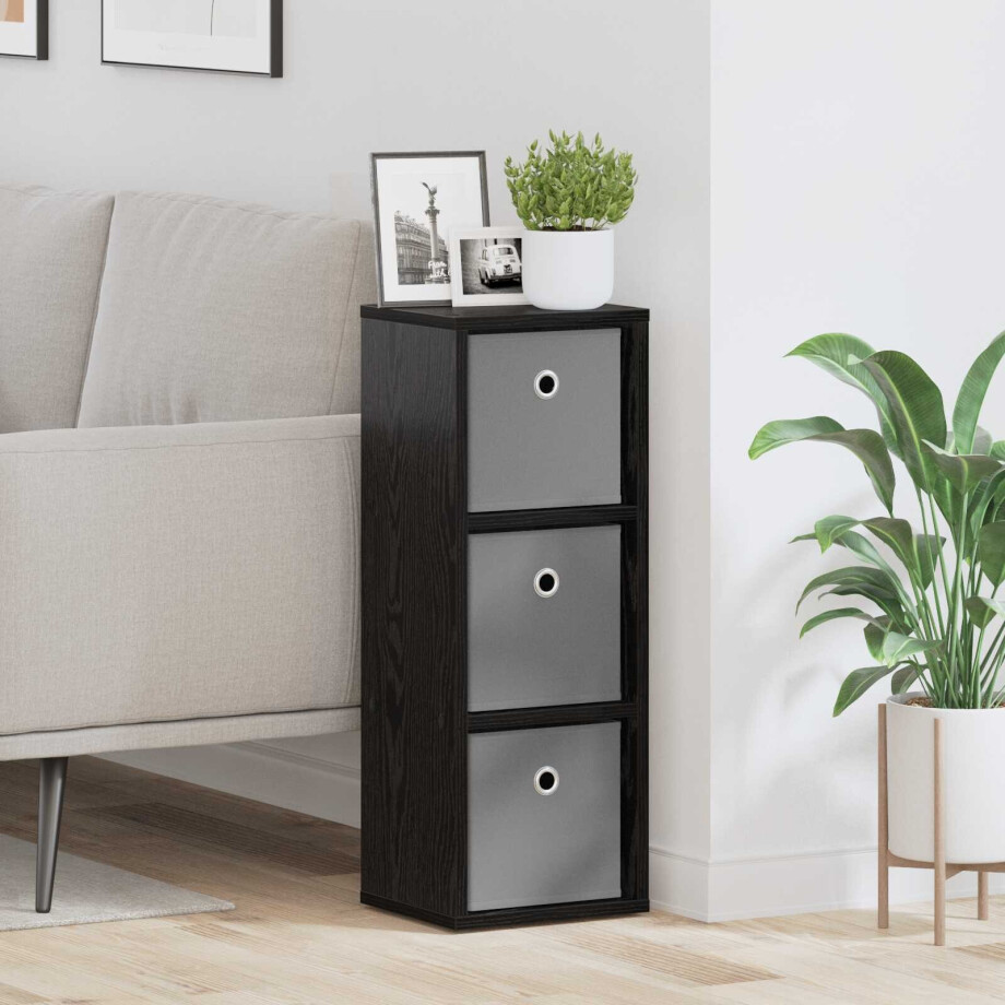 vidaXL Dressoir met lade Zwart Eiken 25,5 x 22 x 69,5 cm afbeelding 1