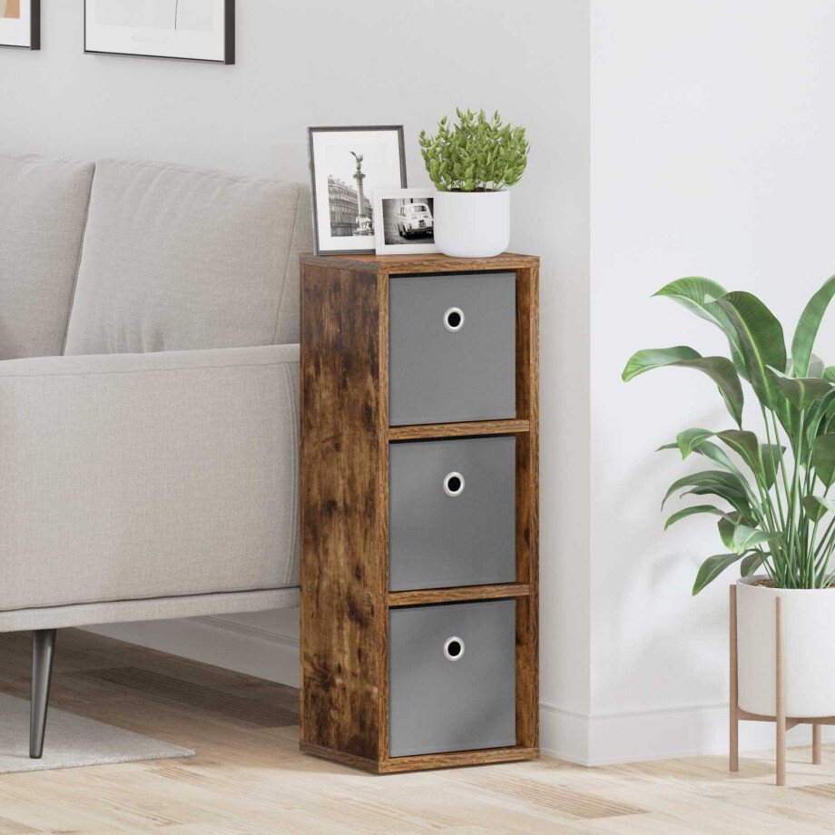 vidaXL Dressoir met lade Gerookt eiken 25,5 x 22 x 69,5 cm afbeelding 1