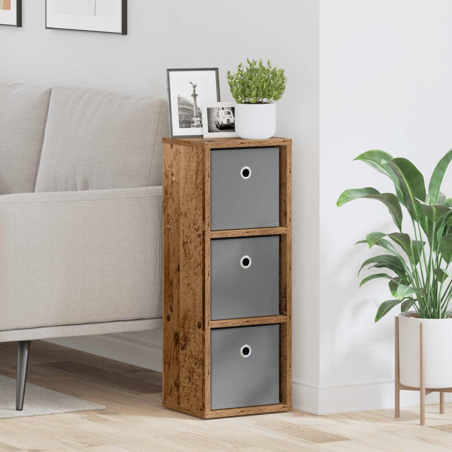 vidaXL Dressoir met lade Oudhout 25,5 x 22 x 69,5 cm afbeelding 1