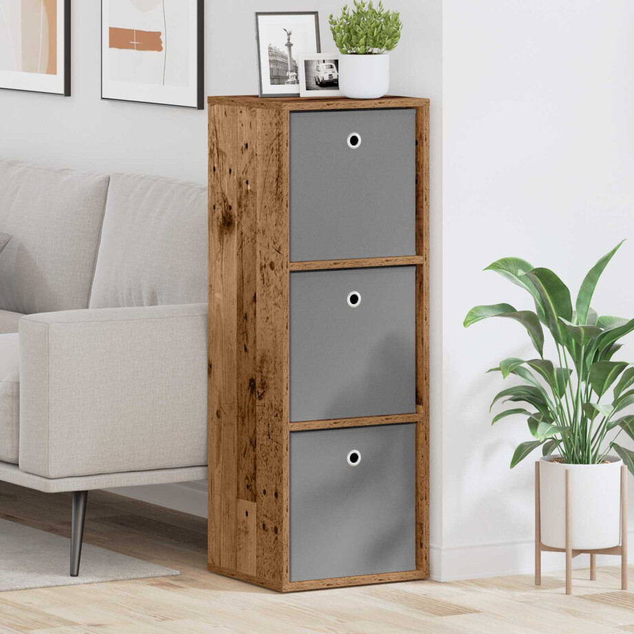 vidaXL Dressoir met lade Oudhout 35 x 32 x 99,5 cm afbeelding 1