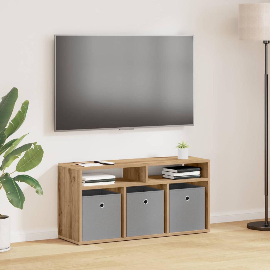 vidaXL Laagkast met lade Artisan Eiken 87 x 27,5 x 43 cm afbeelding 1