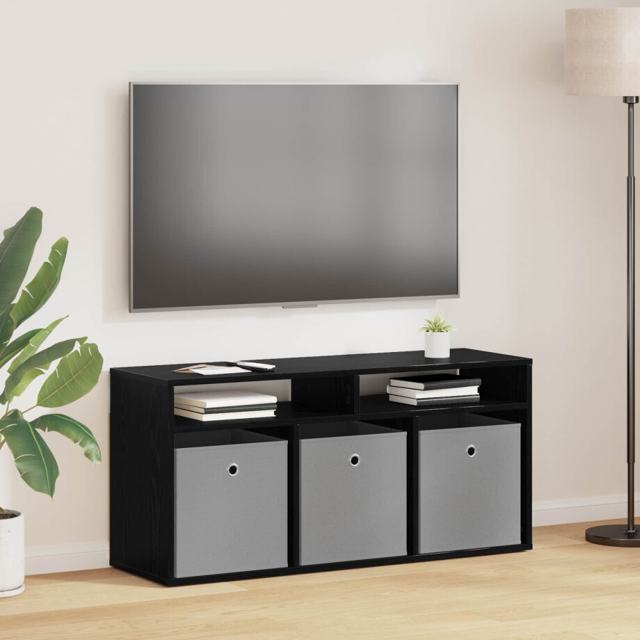 vidaXL Laagkast met lade Zwart Eiken 102 x 32 x 48,5 cm vidaXL Laagkast met lade Zwart Eiken 102 x 32 x 48,5 cm afbeelding 1