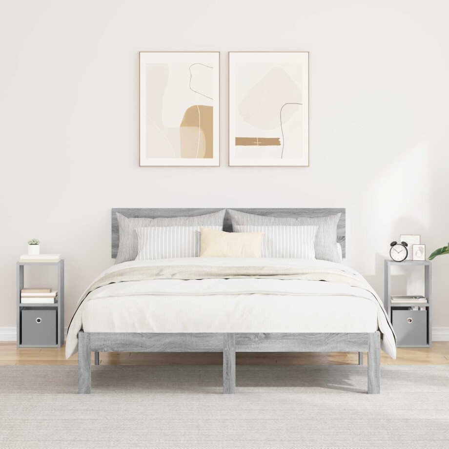 vidaXL Nachtkastje 2 pcs Grijs Sonoma 25,5 x 22 x 49,5 cm Bewerkt hout vidaXL Nachtkastje 2 pcs Grijs Sonoma 25,5 x 22 x 49,5 cm Bewerkt hout afbeelding 1