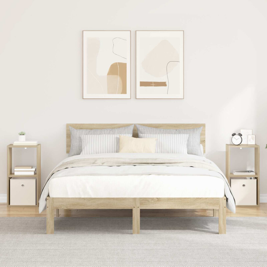 vidaXL Nachtkastje 2 pcs Sonoma Eiken 30,5 x 27 x 59,5 cm Bewerkt hout afbeelding 1