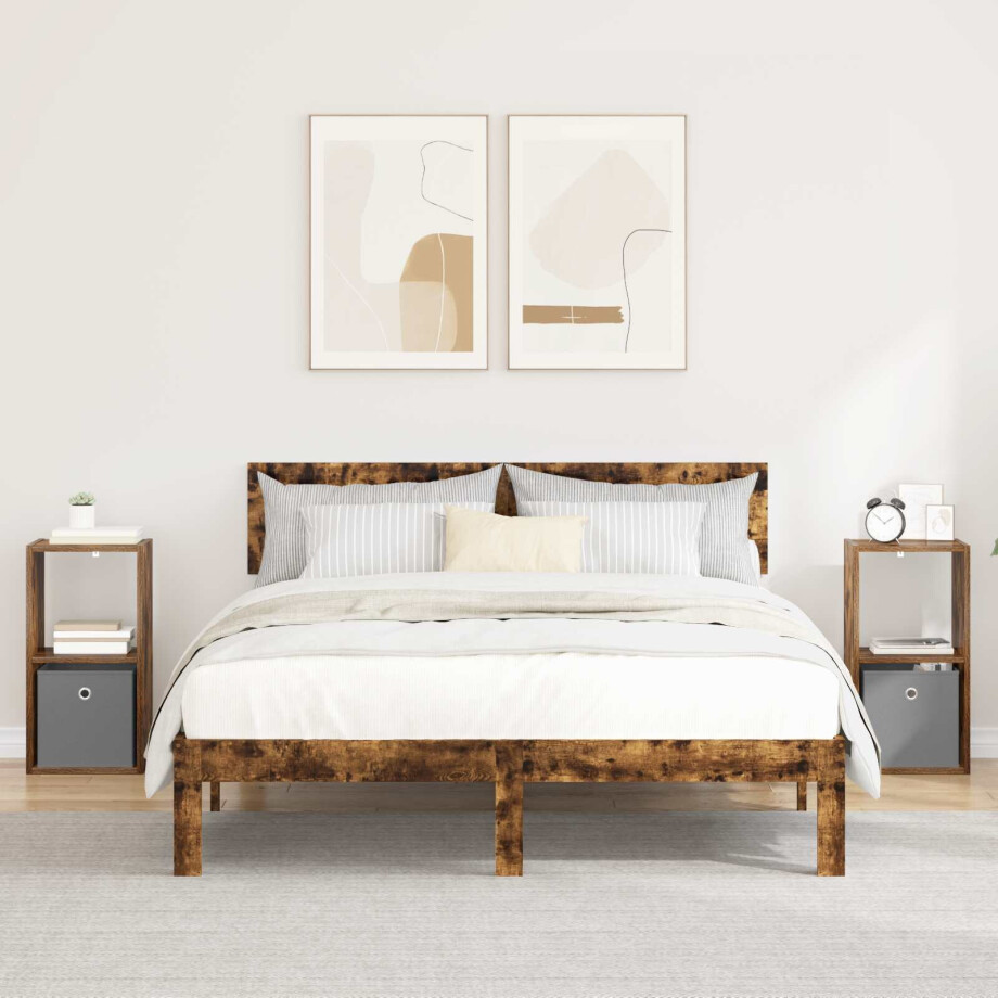 vidaXL Nachtkastje met lade 2 pcs Gerookt eiken 30,5 x 27 x 59,5 cm vidaXL Nachtkastje met lade 2 pcs Gerookt eiken 30,5 x 27 x 59,5 cm afbeelding 1