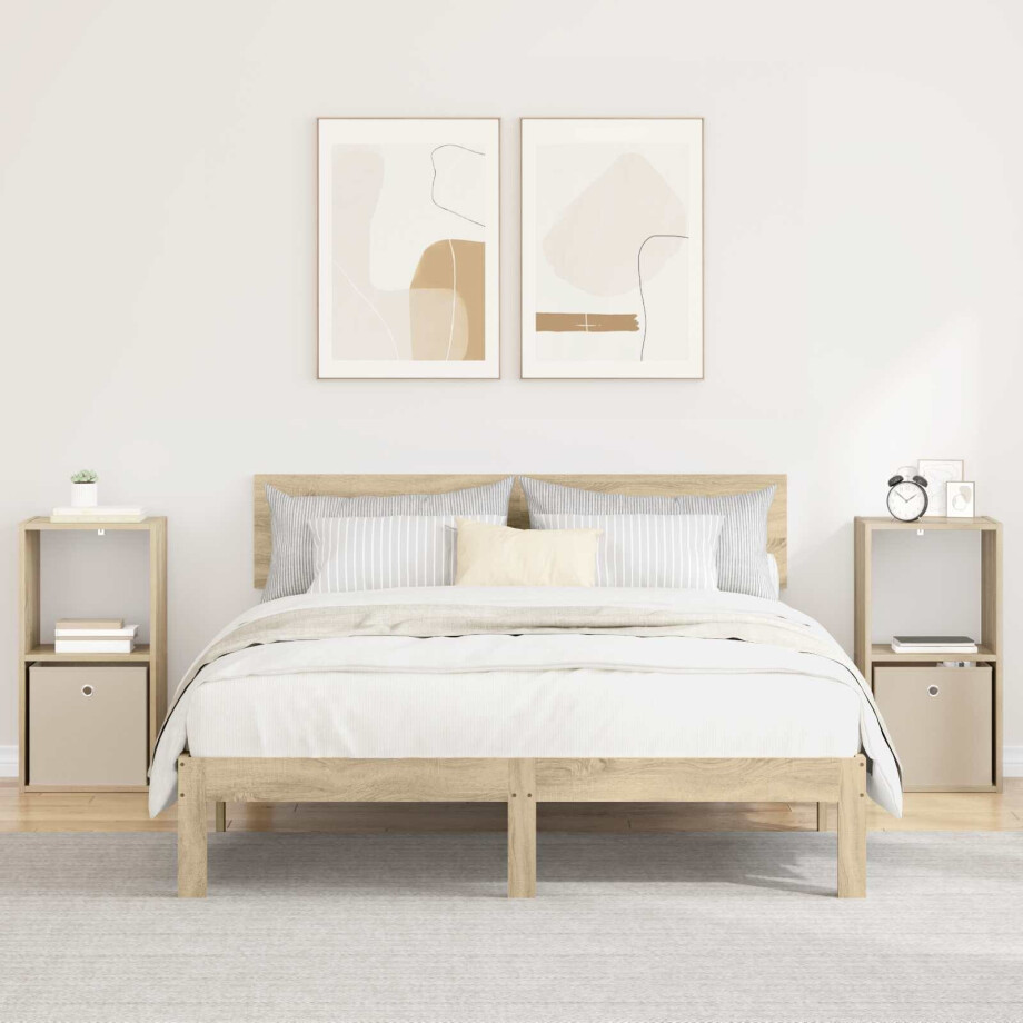 vidaXL Nachtkastje 2 pcs Sonoma Eiken 35 x 32 x 68,5 cm Bewerkt hout vidaXL Nachtkastje 2 pcs Sonoma Eiken 35 x 32 x 68,5 cm Bewerkt hout afbeelding 1