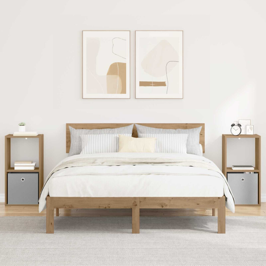 vidaXL Nachtkastje 2 pcs Artisan Eiken 35 x 32 x 68,5 cm Bewerkt hout vidaXL Nachtkastje 2 pcs Artisan Eiken 35 x 32 x 68,5 cm Bewerkt hout afbeelding 1