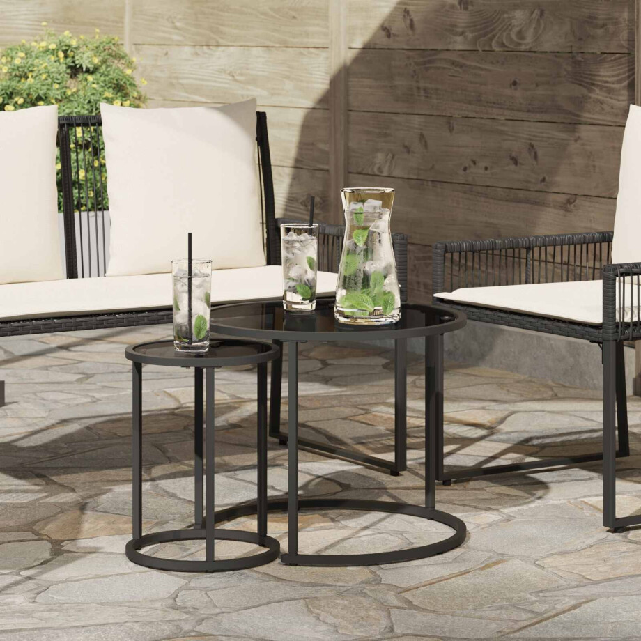 vidaXL Koffietafel Set 2 pcs 55 x 55 x 45 cm staal afbeelding 1