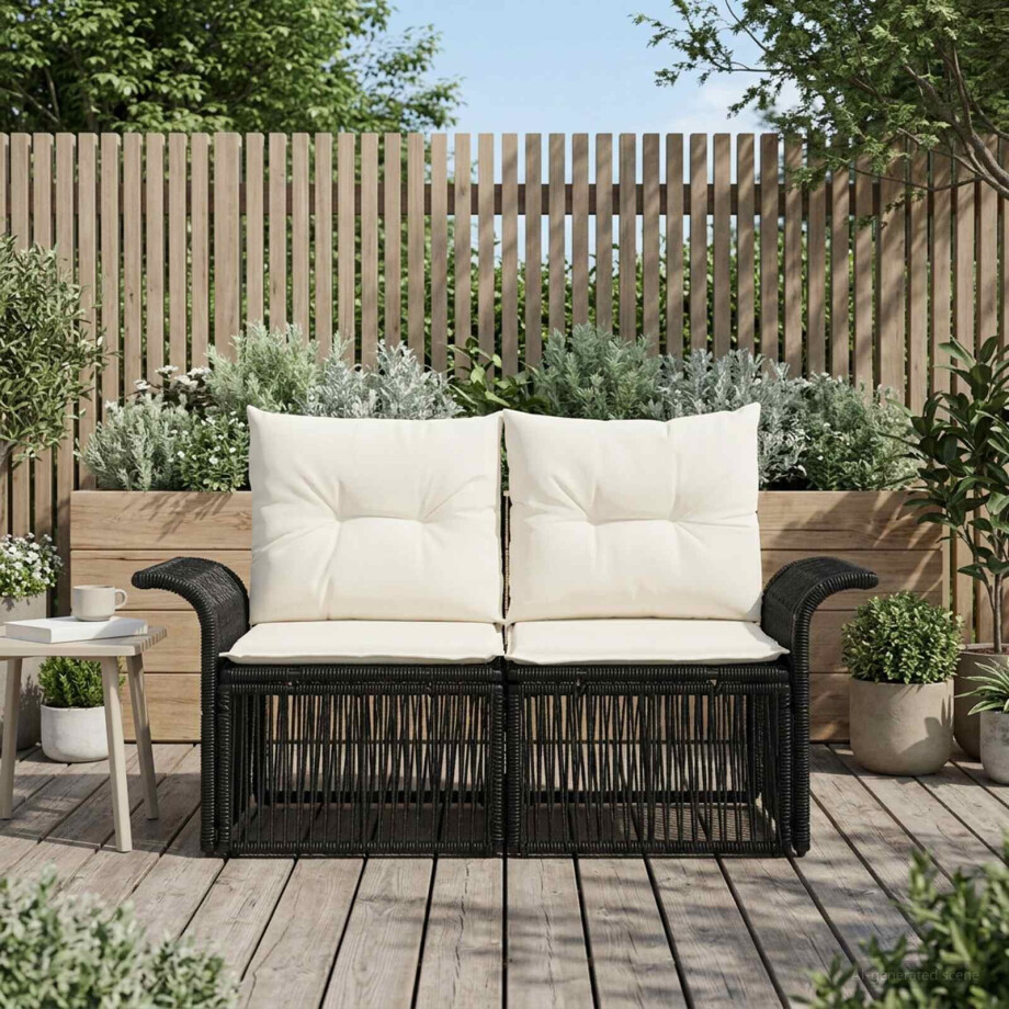 vidaXL Tuinbank 2-Aantal zitplaatsen Zwart poly rattan afbeelding 1