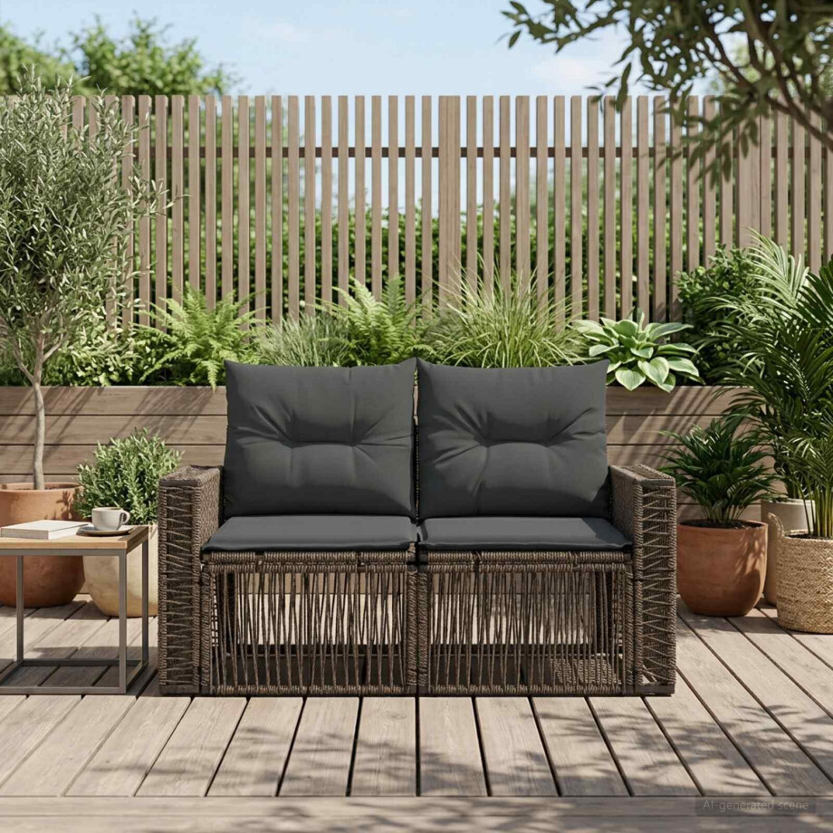 vidaXL Tuinbank 2-Aantal zitplaatsen Grijs poly rattan afbeelding 1