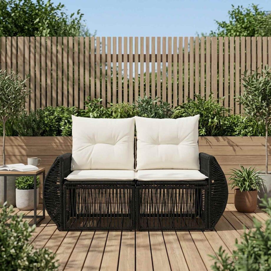 vidaXL Tuinbank 2-Aantal zitplaatsen Zwart poly rattan afbeelding 1