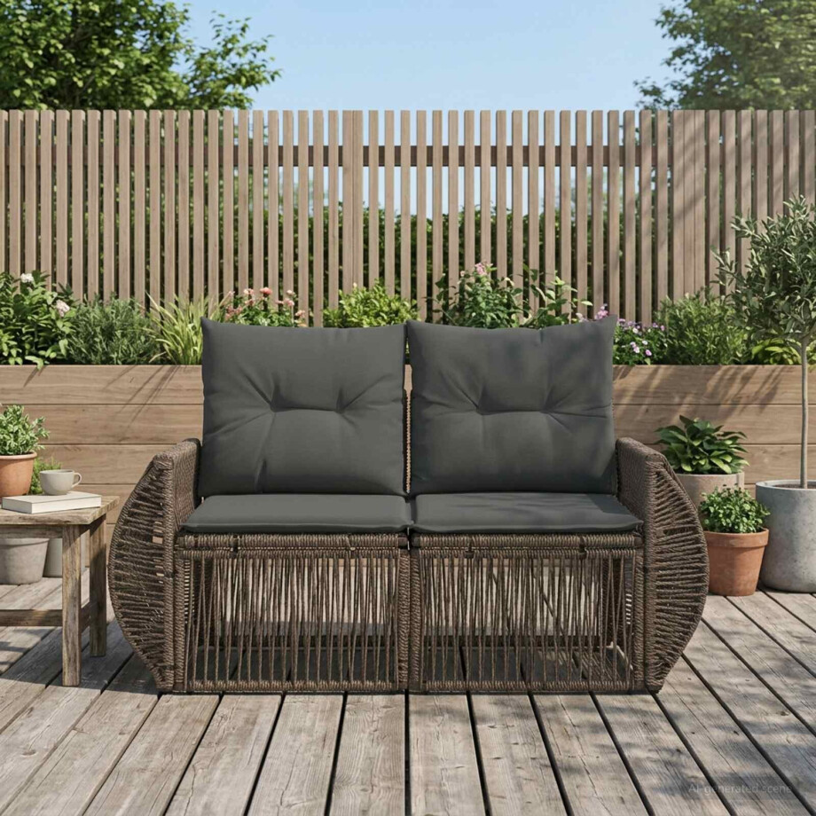vidaXL Tuinbank 2-Aantal zitplaatsen Grijs poly rattan afbeelding 1
