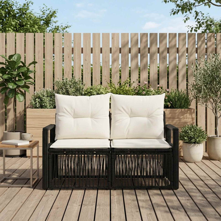 vidaXL Tuinbank 2-Aantal zitplaatsen Zwart poly rattan afbeelding 1