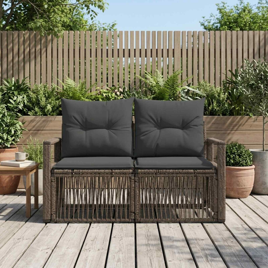 vidaXL Tuinbank 2-Aantal zitplaatsen Grijs poly rattan afbeelding 1