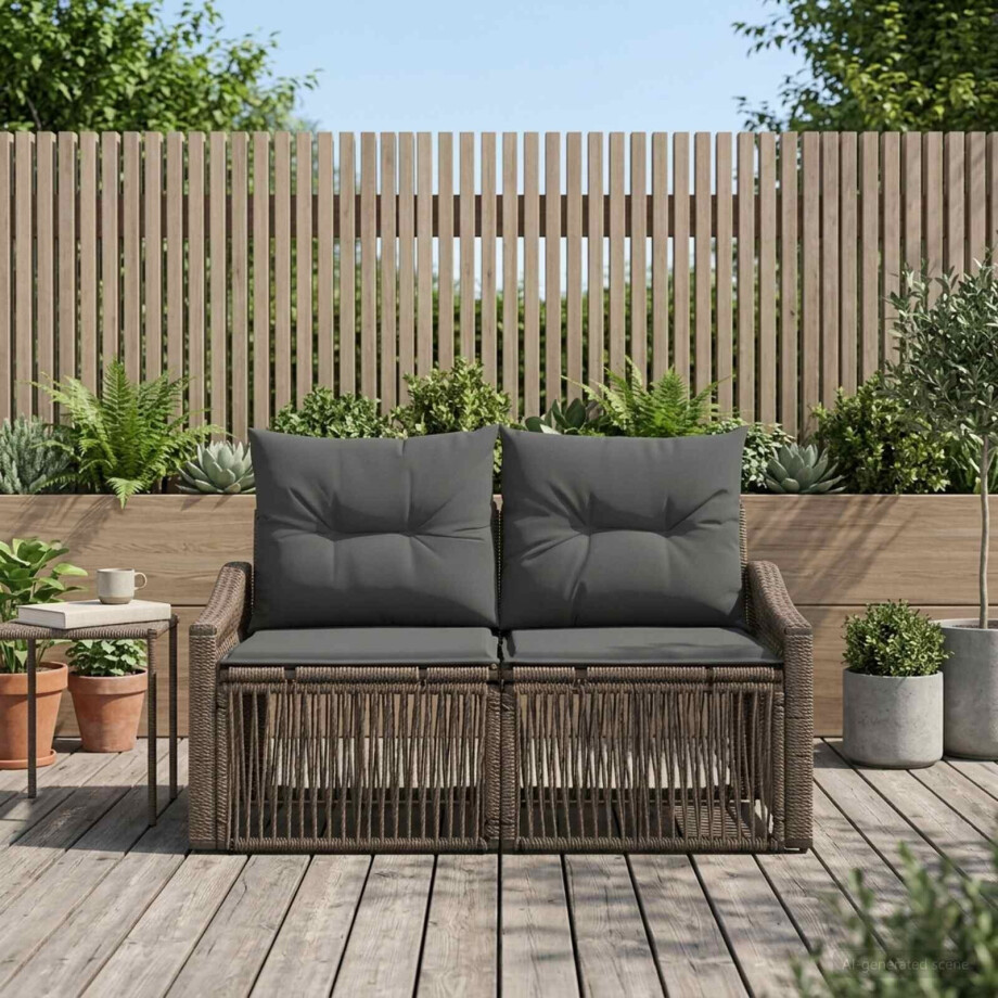 vidaXL Tuinbank 2-Aantal zitplaatsen Grijs poly rattan afbeelding 1