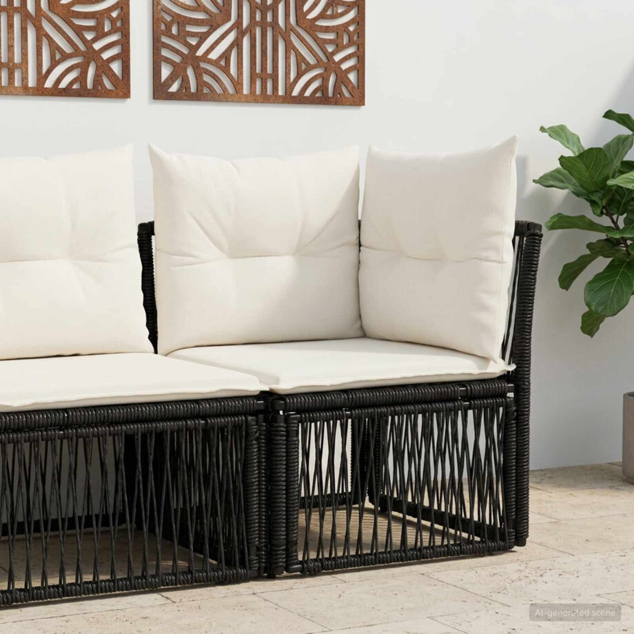 vidaXL Hoeksofa eenheid Zwart poly rattan afbeelding 1