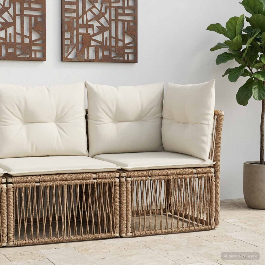 vidaXL Hoeksofa eenheid Beige poly rattan afbeelding 1